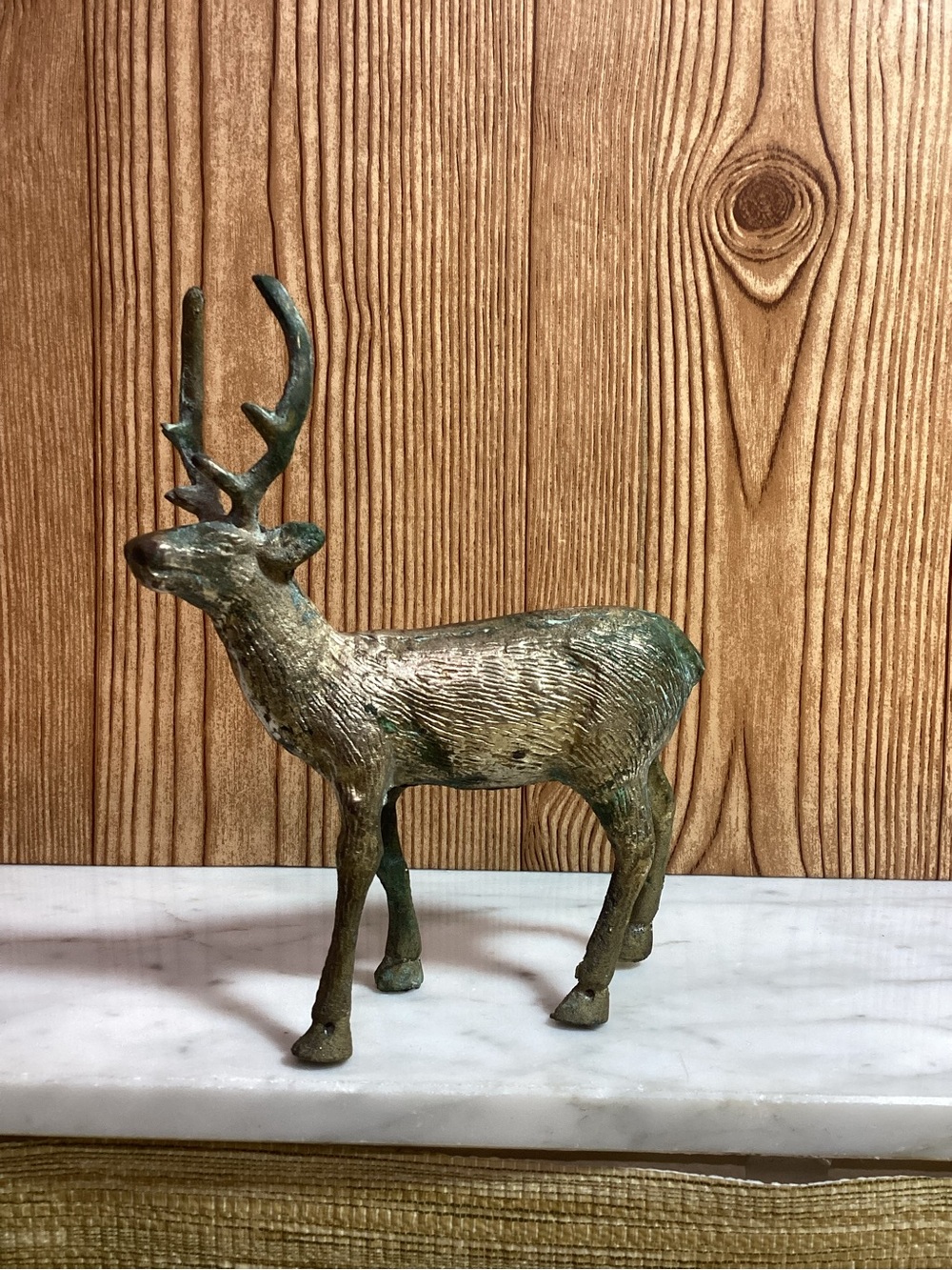 Brass Deer Figurine Sculpture 7”